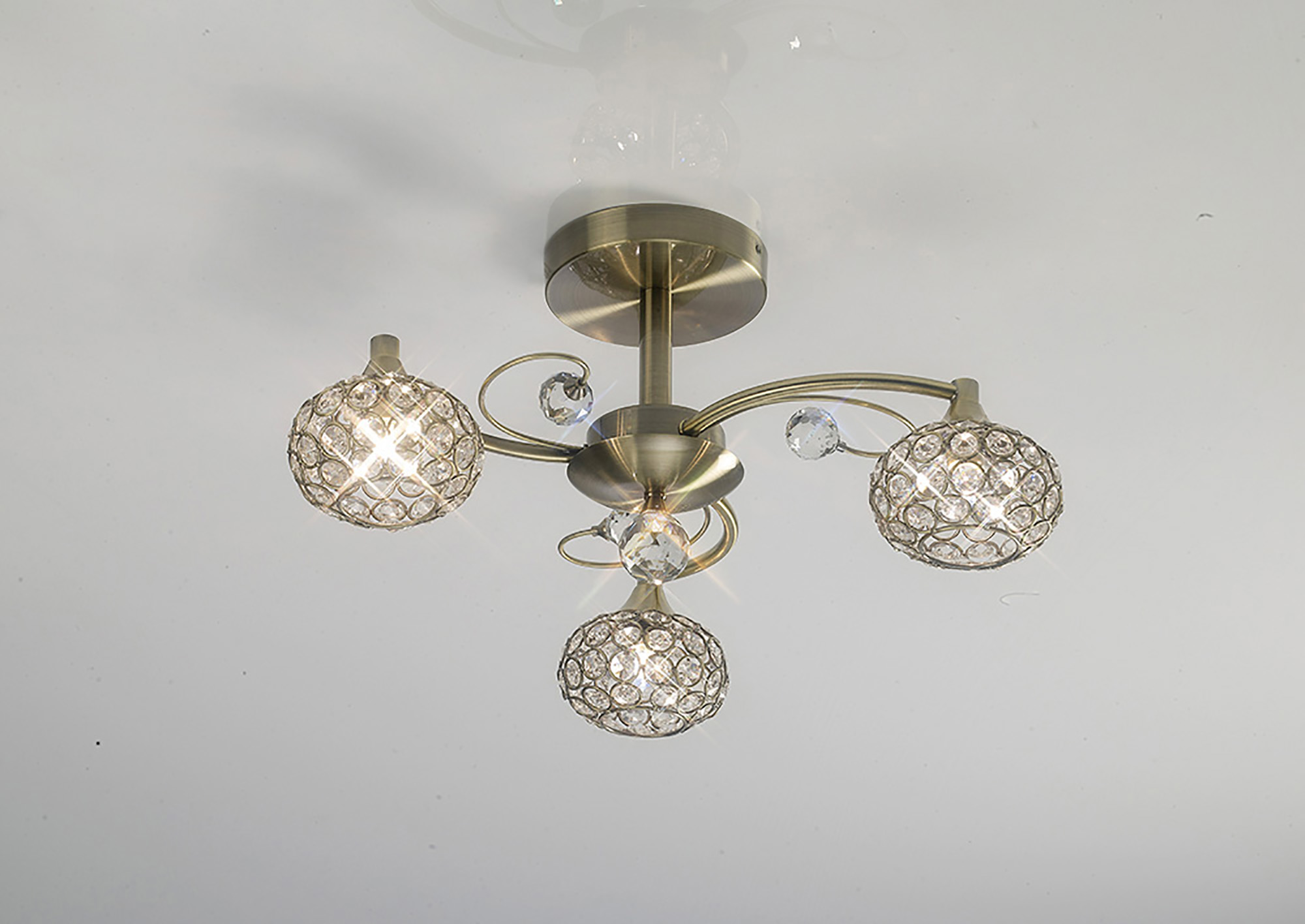 IL30943 Cara Antique Brass Diyas Cara Crystal Ceiling 3 Light Antique ...